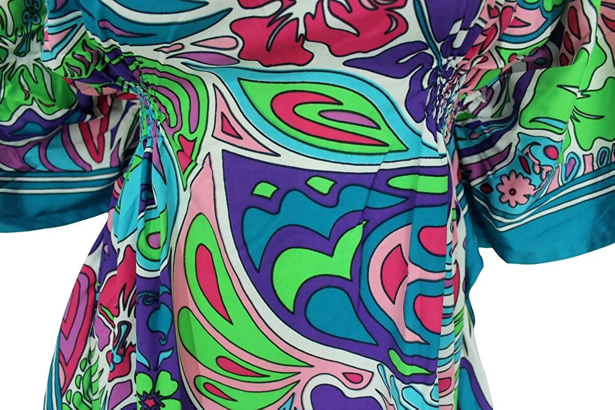 LA LEELA Bikini Swim Beach wear Swimsuit Cover up Women Kimono Dress Printed