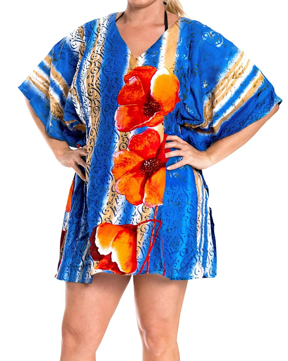 LA LEELA Bikini Swim Beach wear Swimsuit Cover up Women Kimono Dress Printed