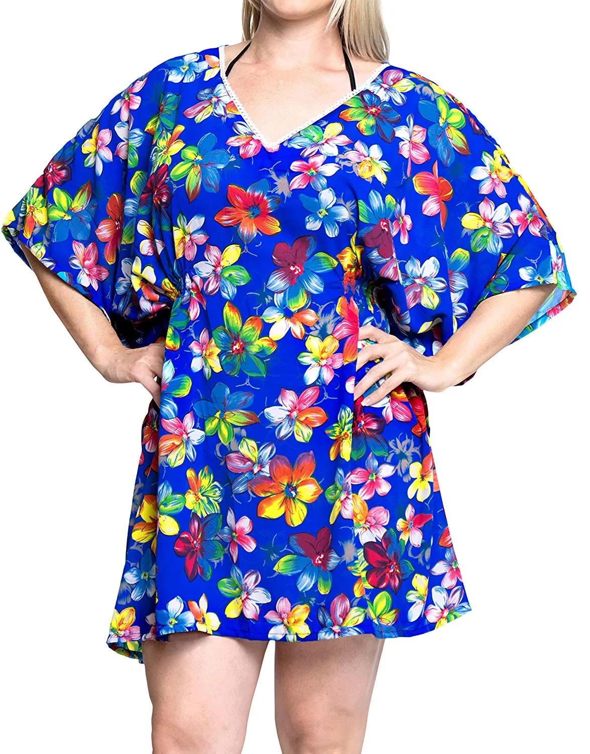 LA LEELA Bikini Swim Beach wear Swimsuit Cover up Women Kimono Dress Printed