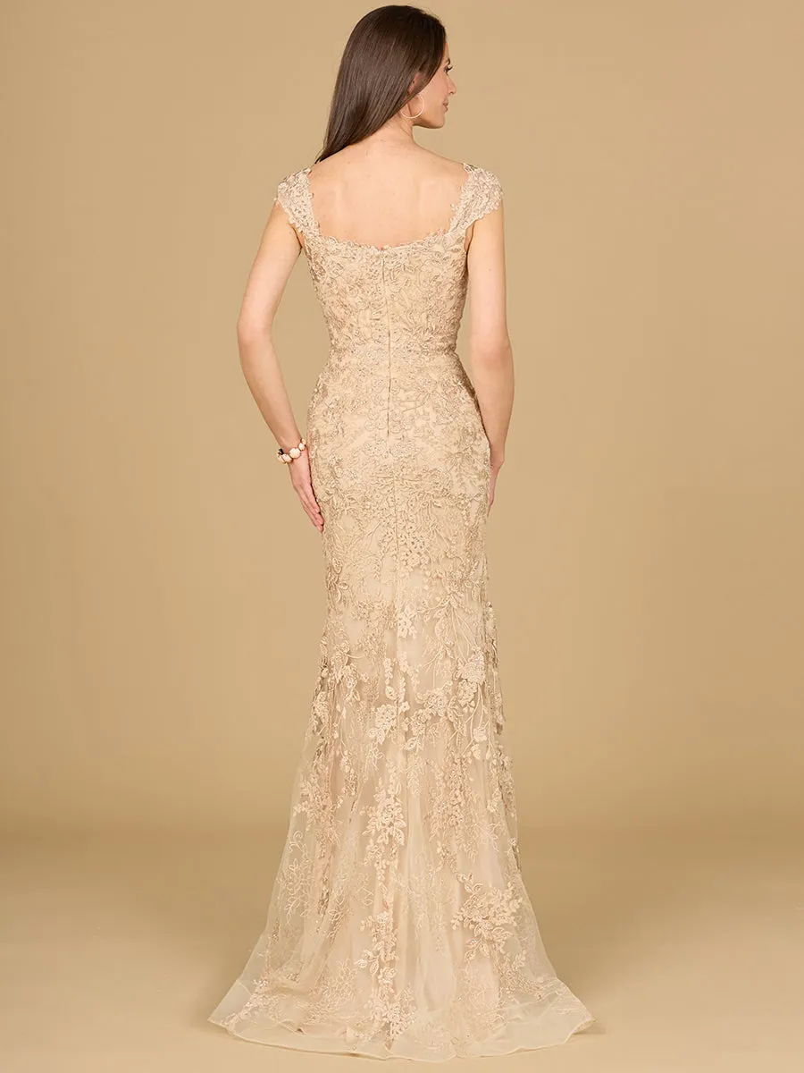 Lara 29137 - Mermaid Lace Gown with Cap Sleeves