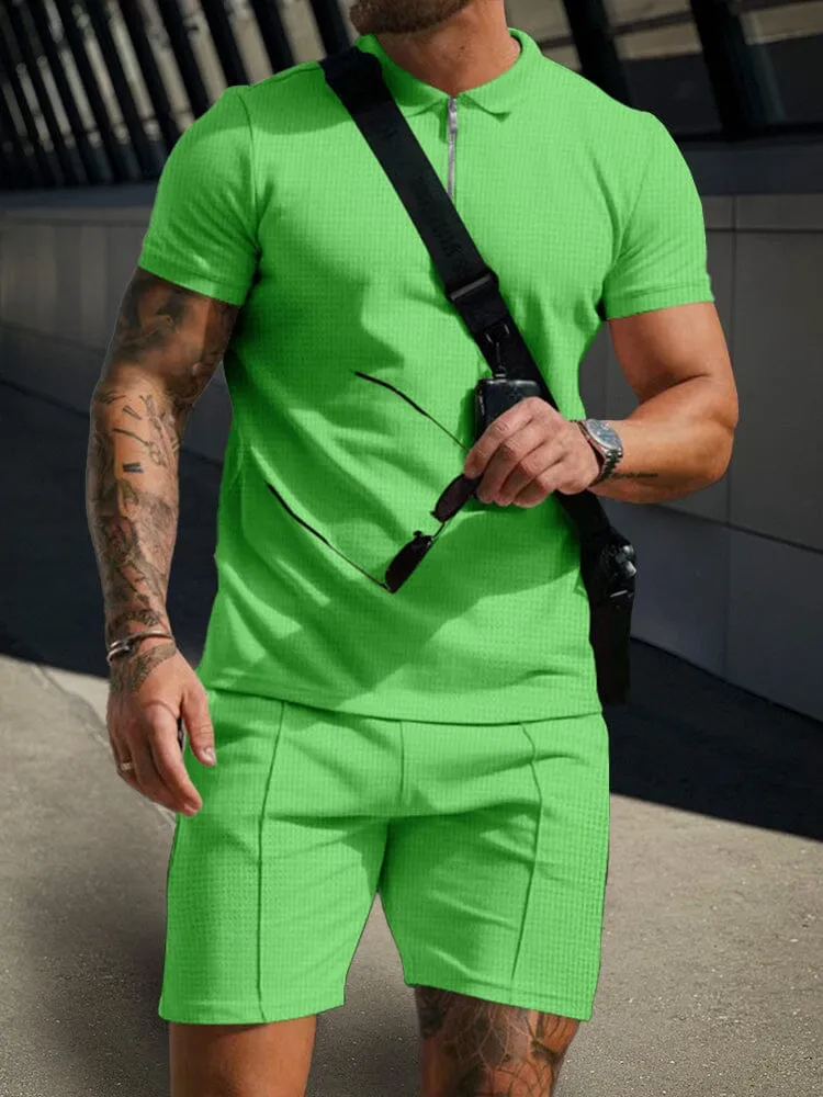 Leisure Waffle Polo Shirt Set