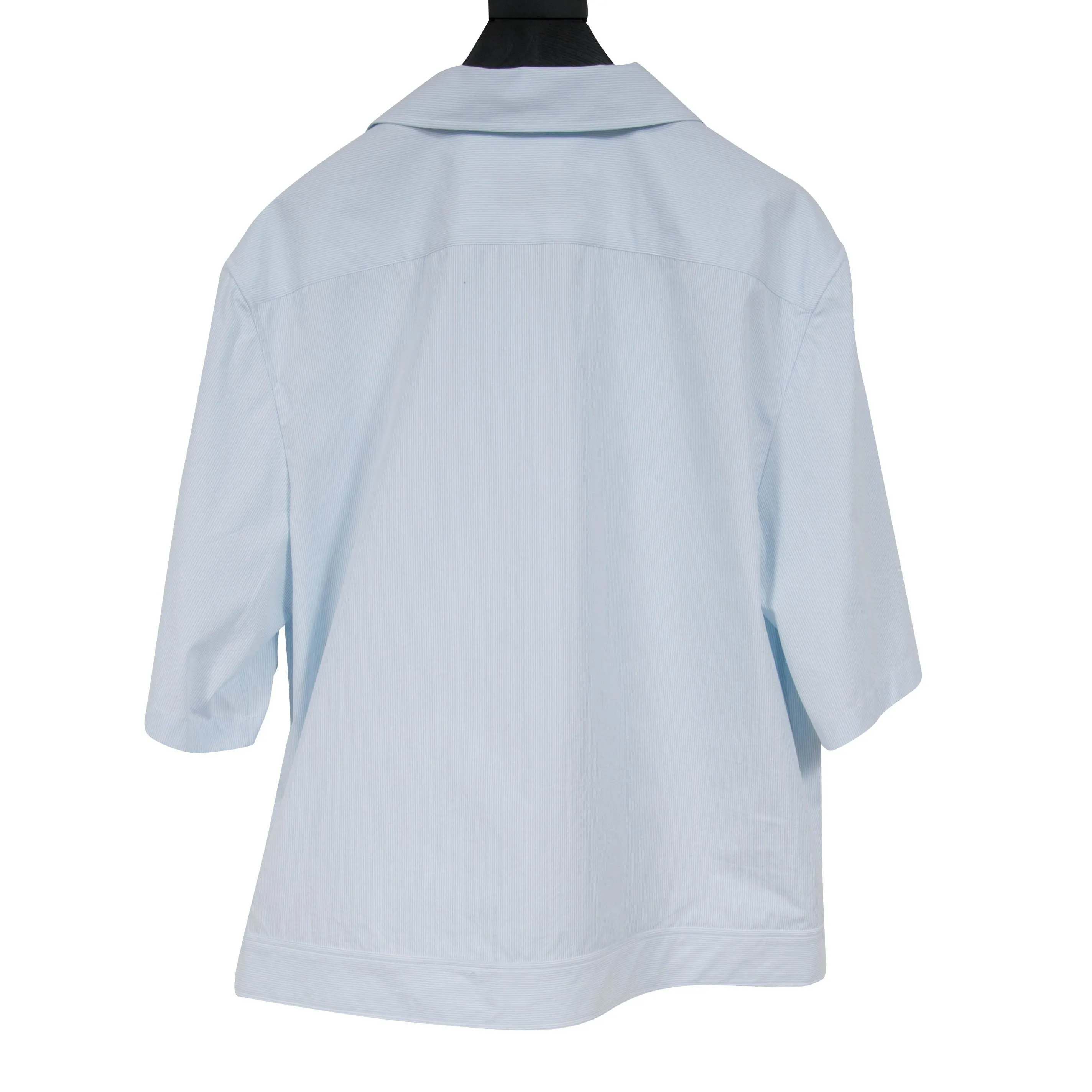 Light Blue Bowling Shirt In Seersucker With Lanvin Insert