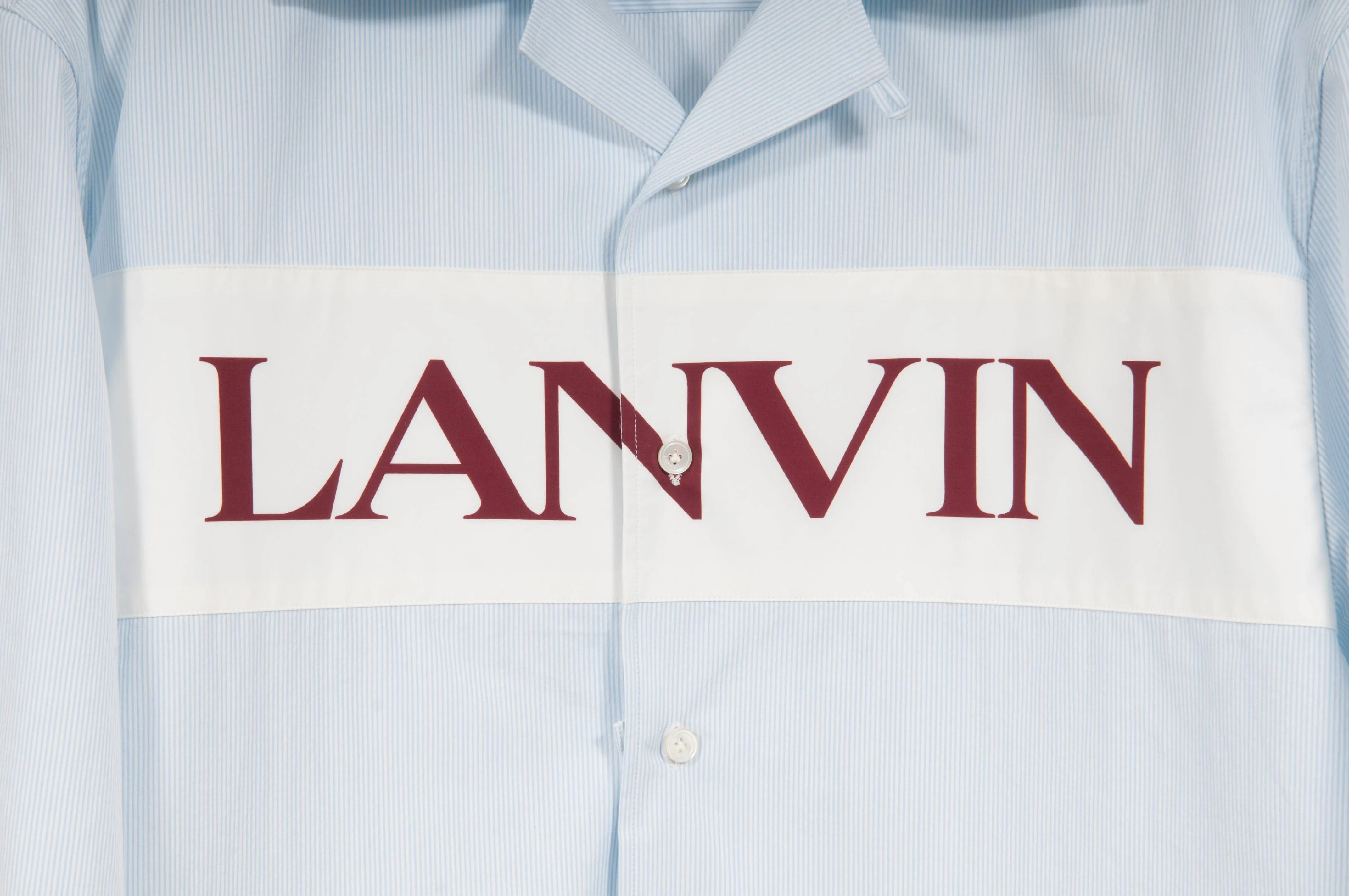 Light Blue Bowling Shirt In Seersucker With Lanvin Insert