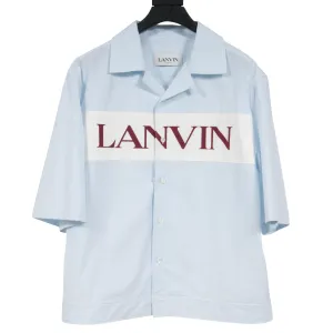 Light Blue Bowling Shirt In Seersucker With Lanvin Insert