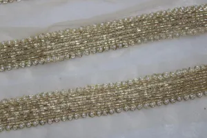 Light Golden Beads and Pearl Work Embroidered Border