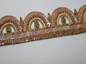 Light Pink Sequins Handwork Embroidered Border
