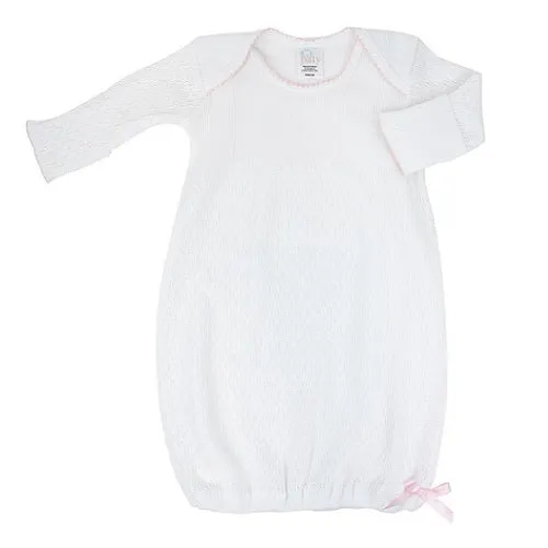 Long Sleeve Lap Shoulder Gown - White/Pink