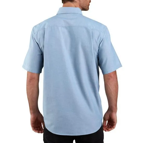 Loose fit midweight chambray short-sleeve shirt - Blue
