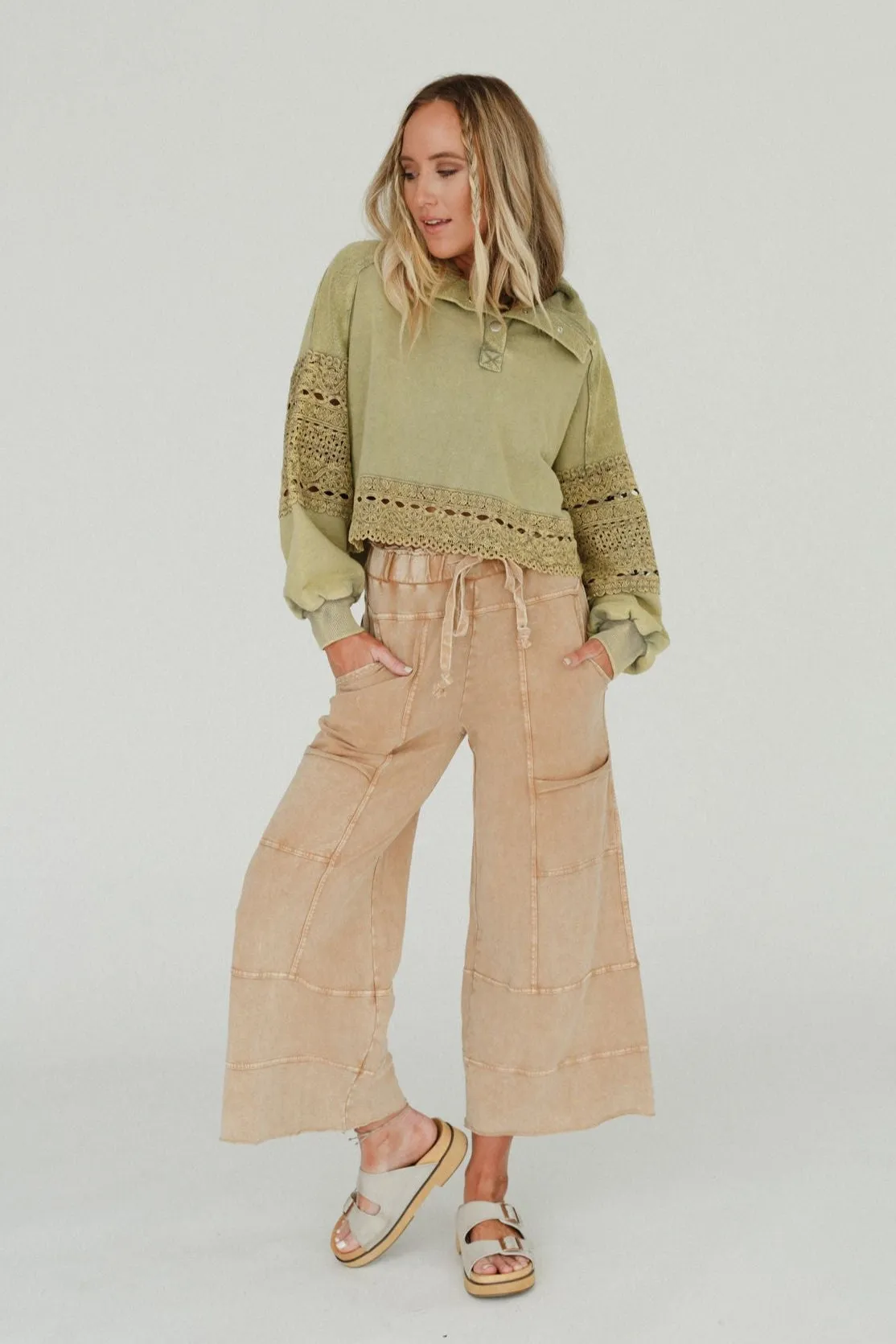Lucky One Wide Leg Pant - Camel