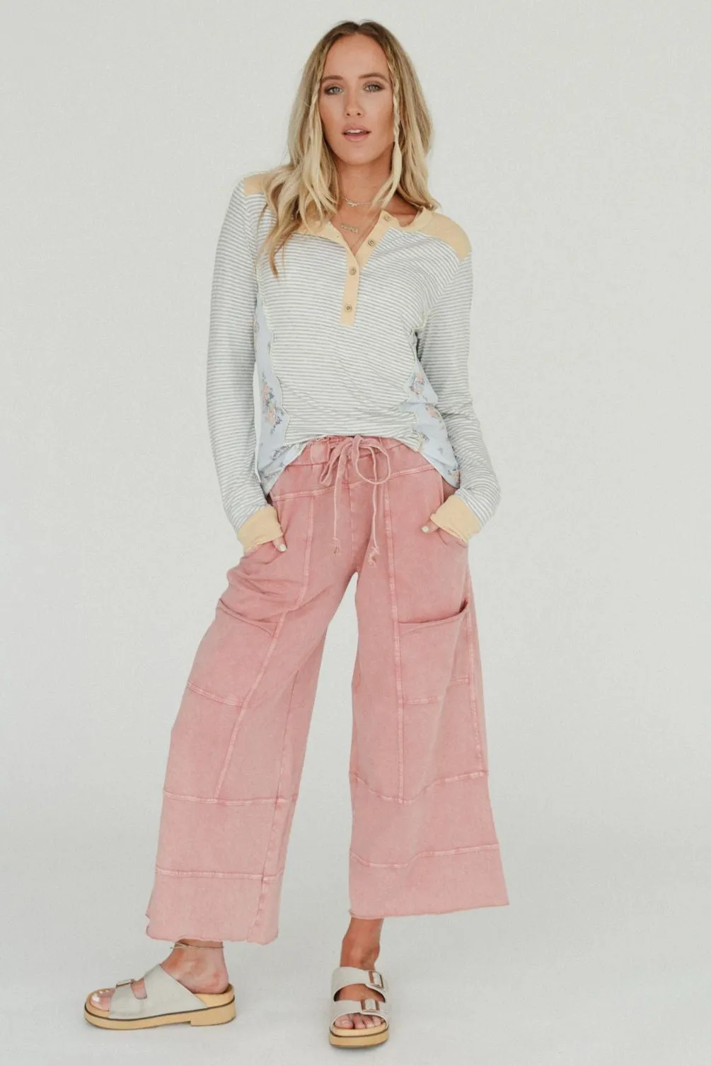 Lucky One Wide Leg Pant - Mauve