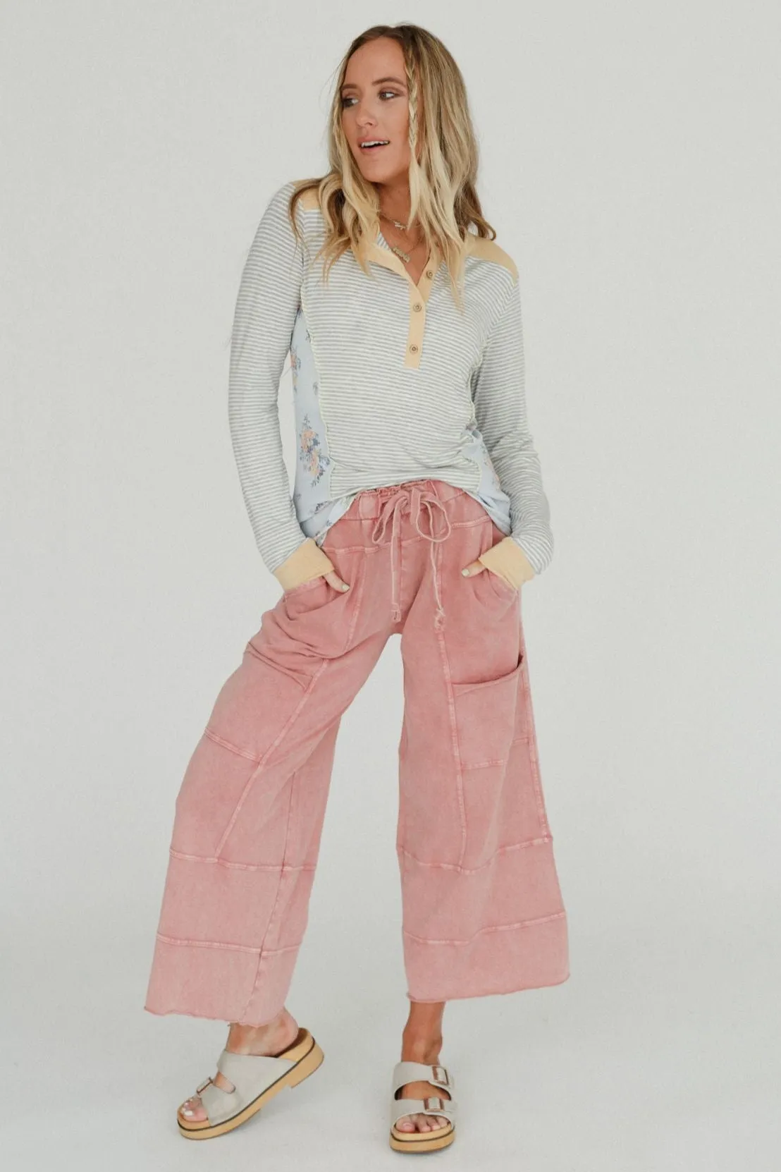 Lucky One Wide Leg Pant - Mauve