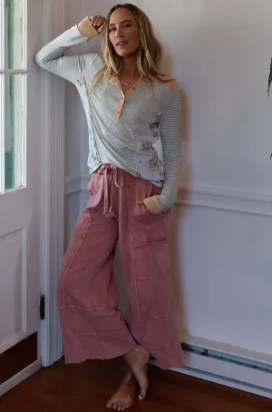 Lucky One Wide Leg Pant - Mauve