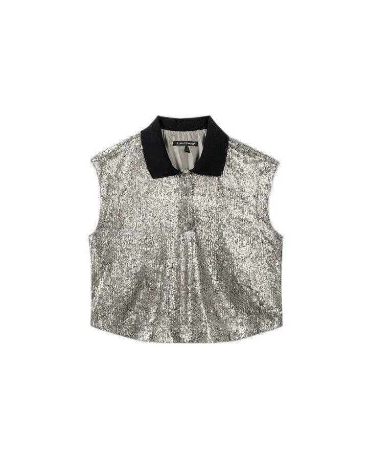 Luisa Cerano Sequin Polo Top