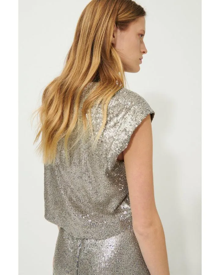 Luisa Cerano Sequin Polo Top