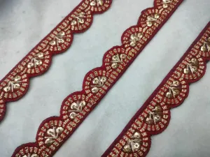 Maroon Scalloped Zari Trim