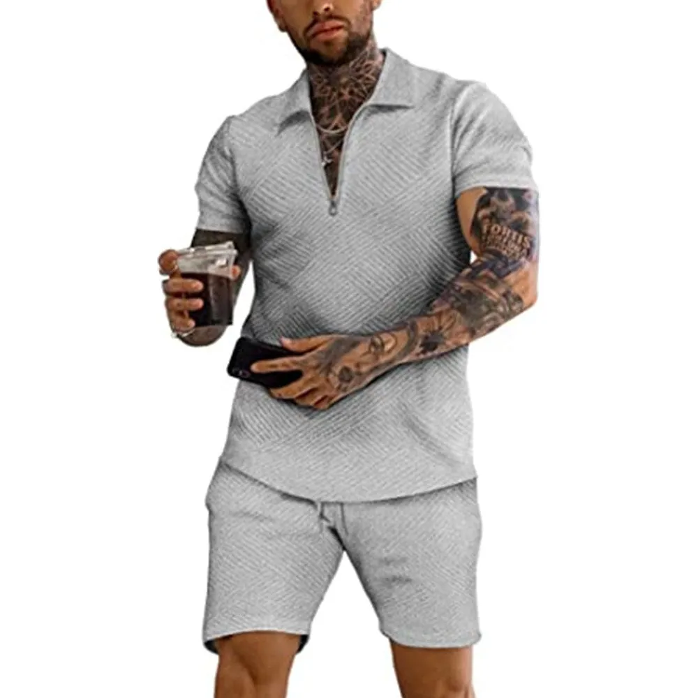 Men 2 Piece Shorts Outfits Short Sleeve Polo Shirt and Shorts Sets Summer Outfits for Men Tracksuit Set for Men S-XXL