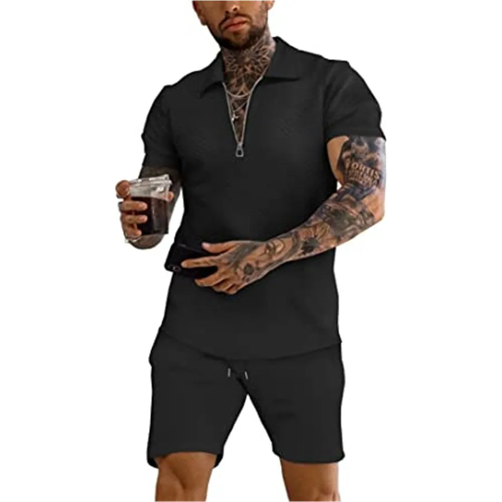 Men 2 Piece Shorts Outfits Short Sleeve Polo Shirt and Shorts Sets Summer Outfits for Men Tracksuit Set for Men S-XXL