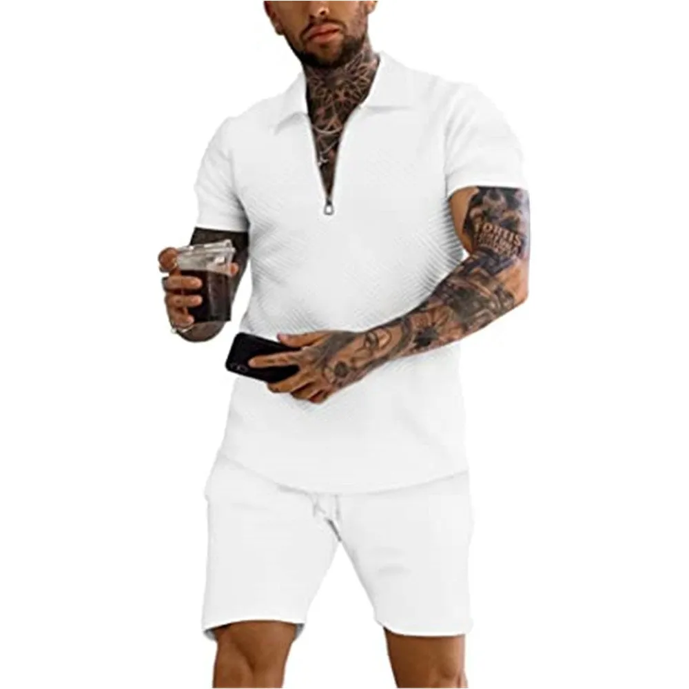 Men 2 Piece Shorts Outfits Short Sleeve Polo Shirt and Shorts Sets Summer Outfits for Men Tracksuit Set for Men S-XXL