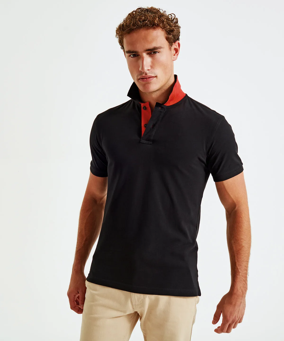 Mens classic fit contrast polo | Burgundy/Charcoal