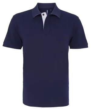 Mens classic fit contrast polo | Navy/White