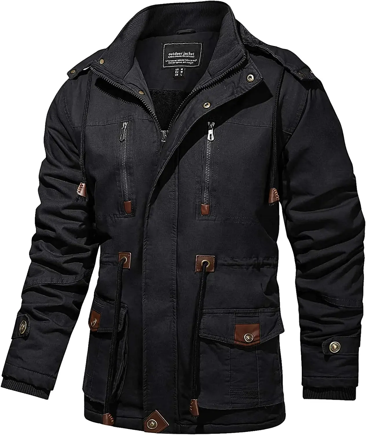 Men's Coats Winter Thicken Fleece Cotton Military Tactical Work Jackets with Hood