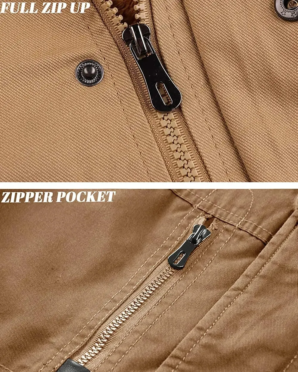 Men's Coats Winter Thicken Fleece Cotton Military Tactical Work Jackets with Hood