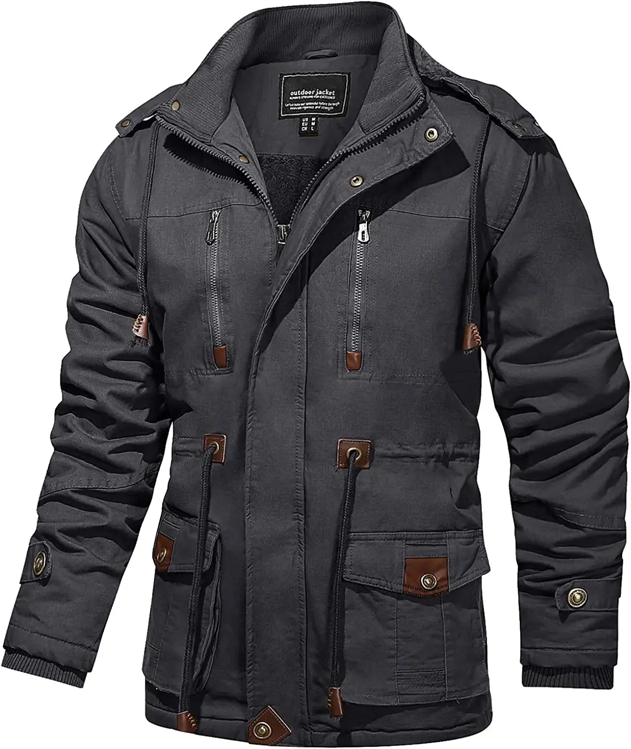 Men's Coats Winter Thicken Fleece Cotton Military Tactical Work Jackets with Hood