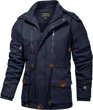 Men's Coats Winter Thicken Fleece Cotton Military Tactical Work Jackets with Hood