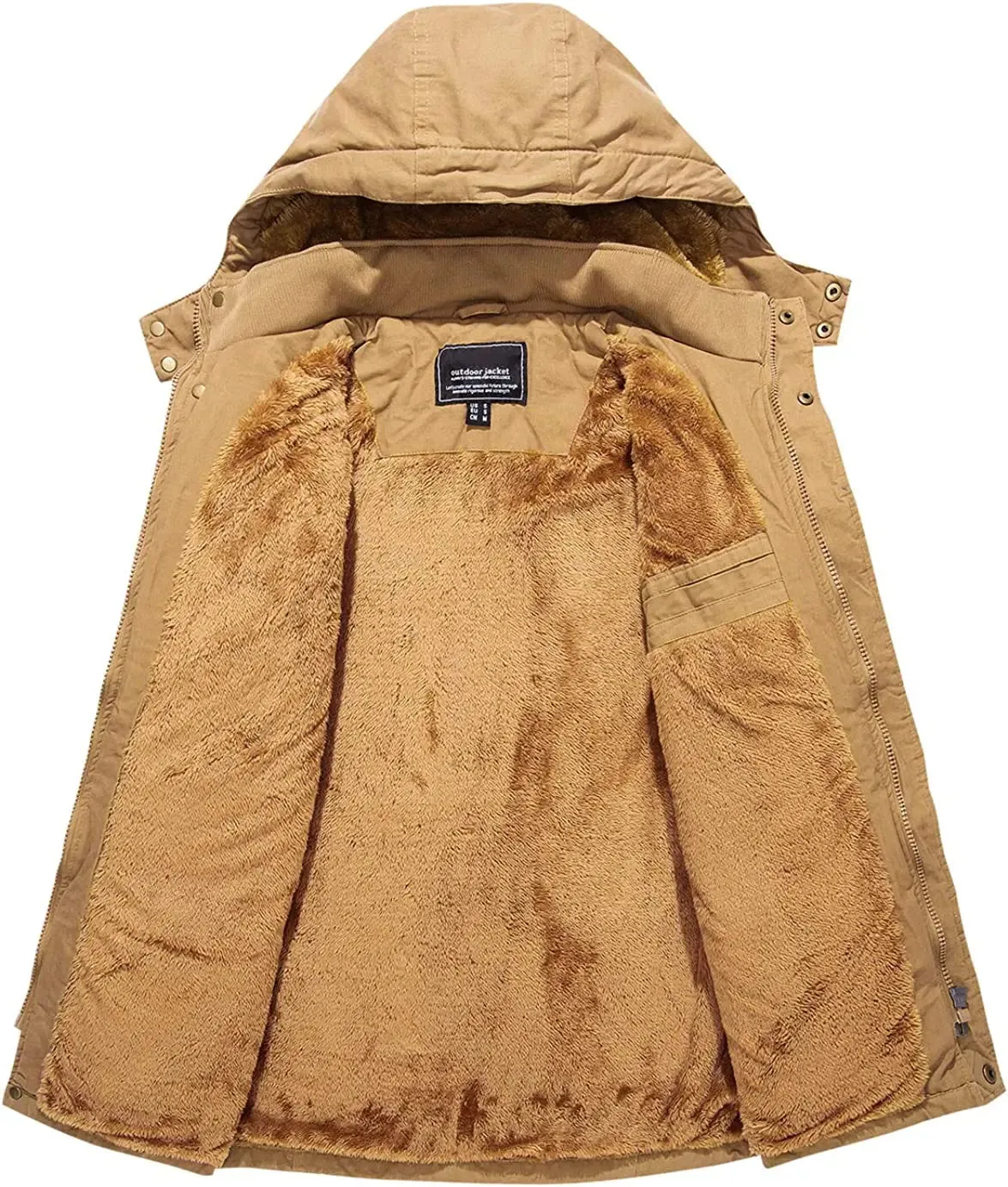 Men's Coats Winter Thicken Fleece Cotton Military Tactical Work Jackets with Hood