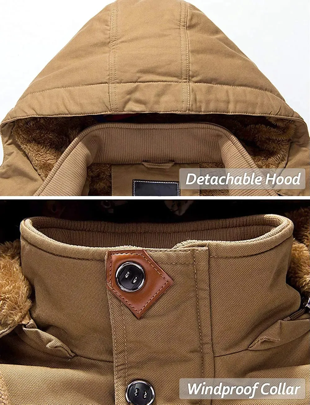 Men's Coats Winter Thicken Fleece Cotton Military Tactical Work Jackets with Hood