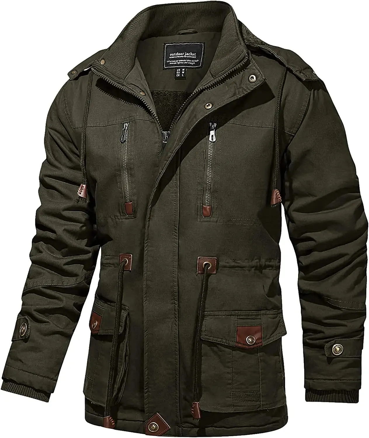 Men's Coats Winter Thicken Fleece Cotton Military Tactical Work Jackets with Hood