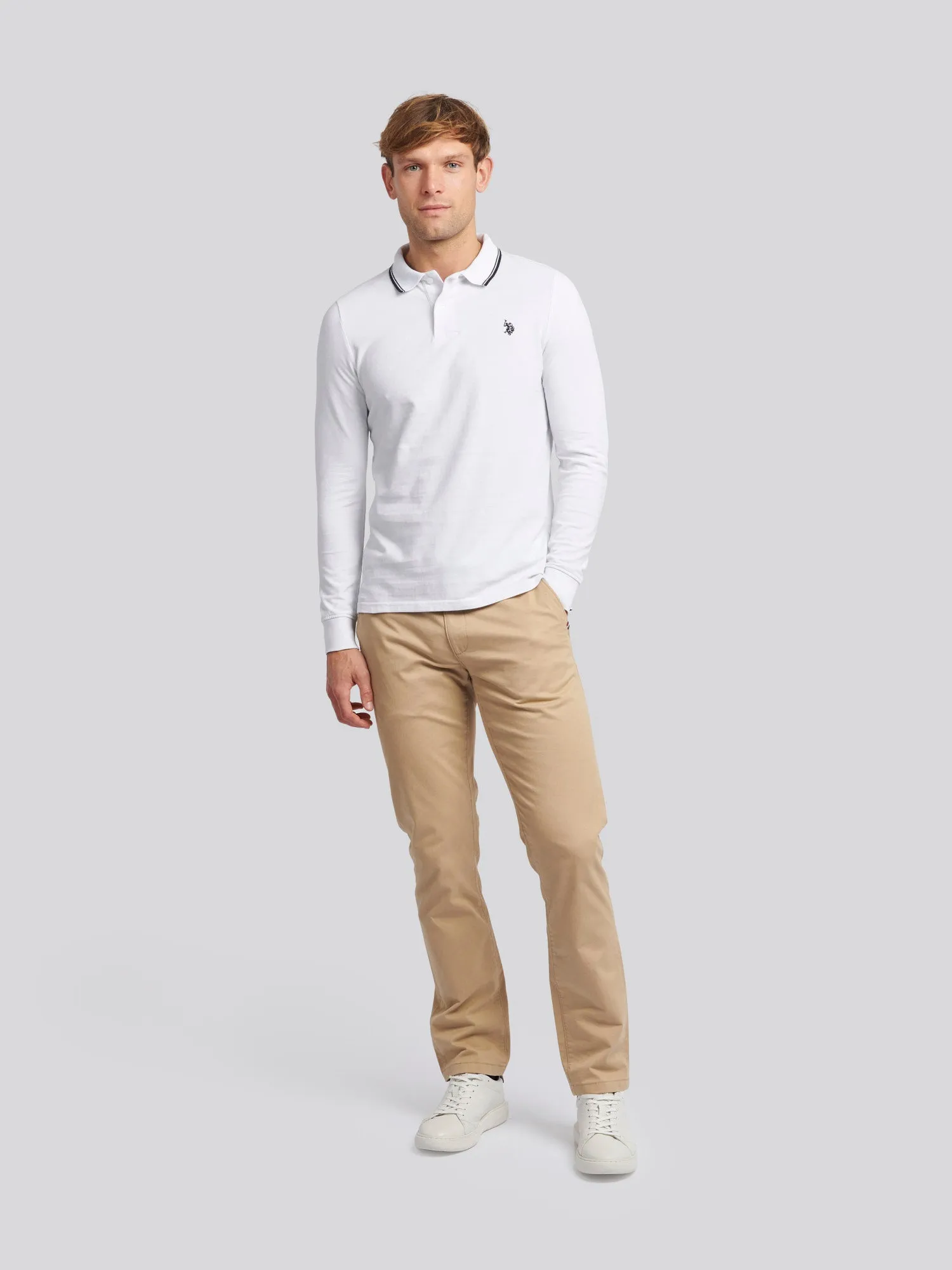 Mens Twin Tipped Pique Polo Shirt in *TEST* Bright White