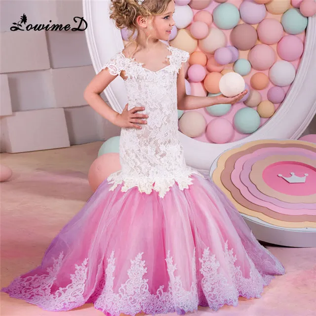 Mermaid Lace Flower Girl Dress