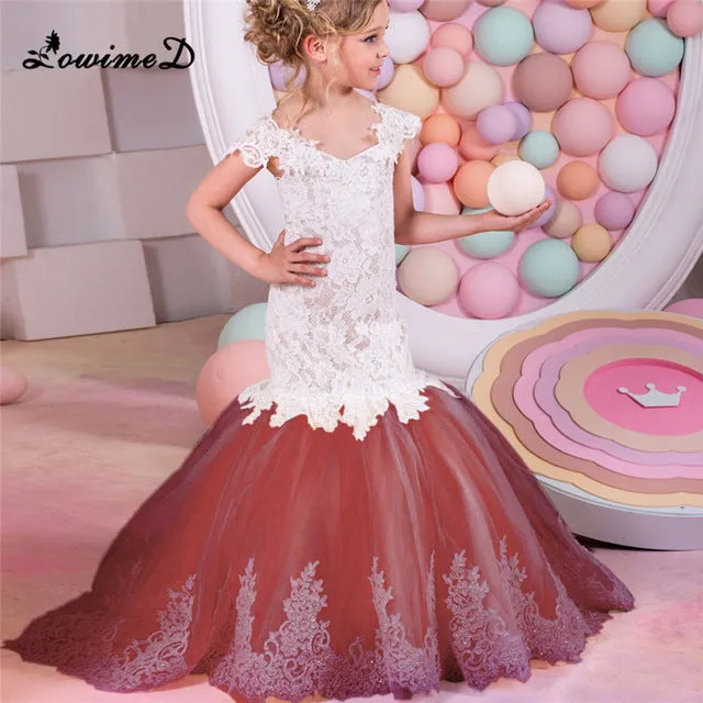 Mermaid Lace Flower Girl Dress