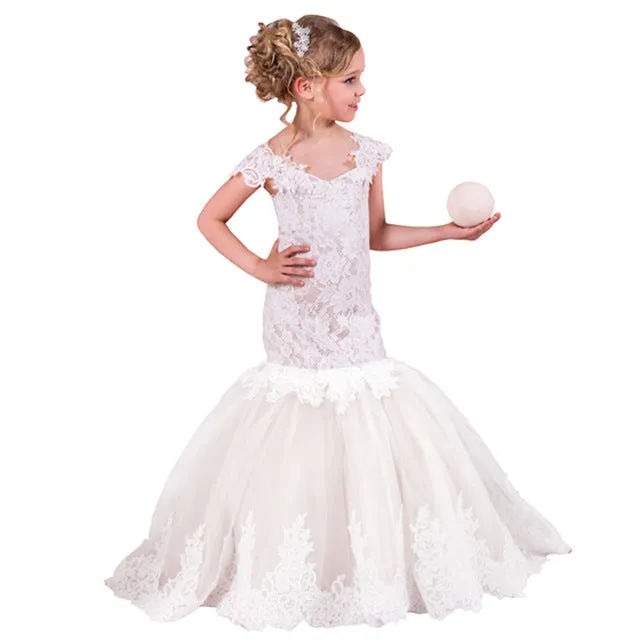 Mermaid Lace Flower Girl Dress