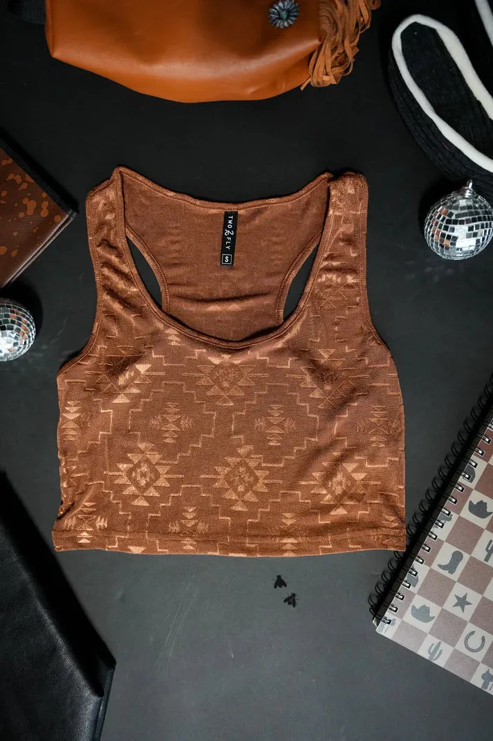 M/L - Rust Aztec Cropped Tank