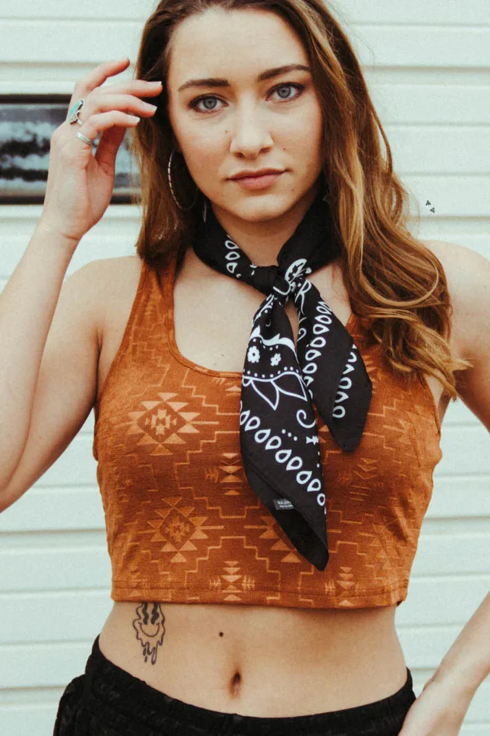M/L - Rust Aztec Cropped Tank