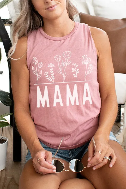 Mother's Day Mama Floral Muscle Tank Top