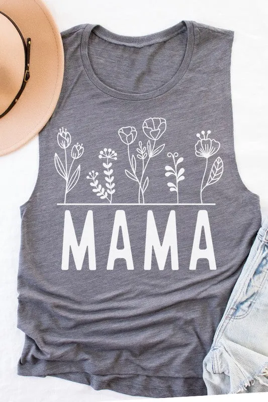 Mother's Day Mama Floral Muscle Tank Top