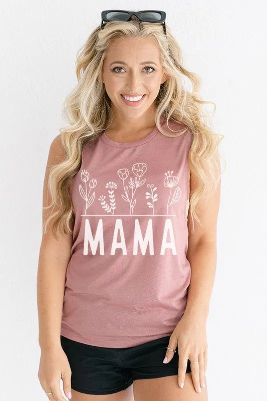 Mother's Day Mama Floral Muscle Tank Top