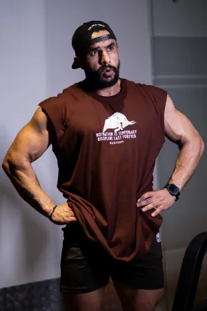 MOTIVATION IS TEMPORARY MUSCLE TEE (BROWN)