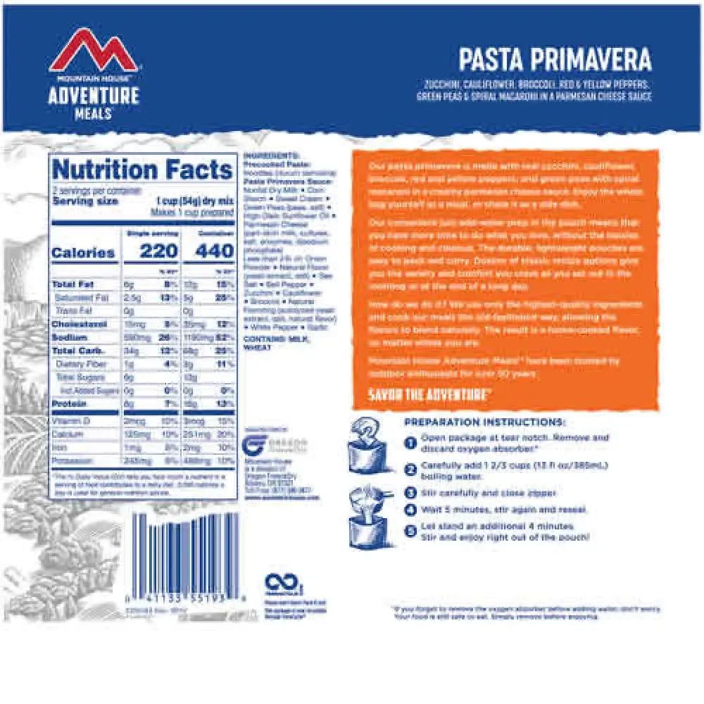Mountain House PASTA PRIMAVERA Pouch (2 Servings)
