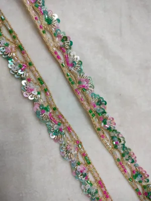 Multicolor Handwork Sequins & Zardozi Trim