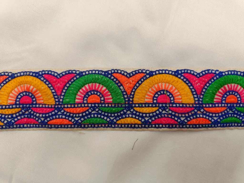 Multicolour Thread Embroidered Border