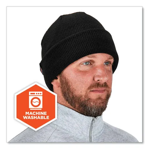 N-ferno 6811z Rib Knit Hat With Zipper For Bump Cap Insert, One Size Fits Most, Black, Ships In 1-3 Business Days