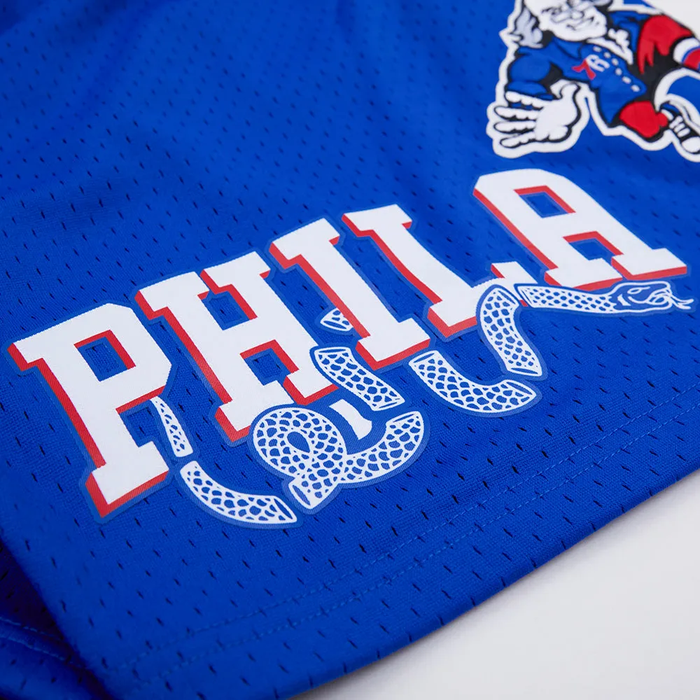 NBA PHILADELPHIA 76ERS LOGO MEN'S MESH SHORT (ROYAL BLUE)