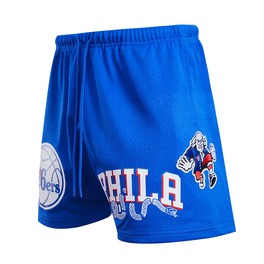 NBA PHILADELPHIA 76ERS LOGO MEN'S MESH SHORT (ROYAL BLUE)
