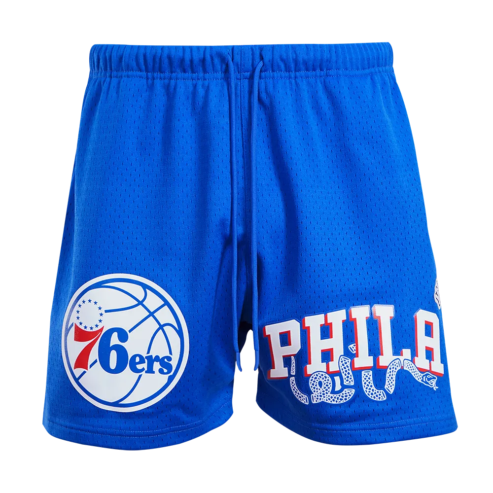 NBA PHILADELPHIA 76ERS LOGO MEN'S MESH SHORT (ROYAL BLUE)