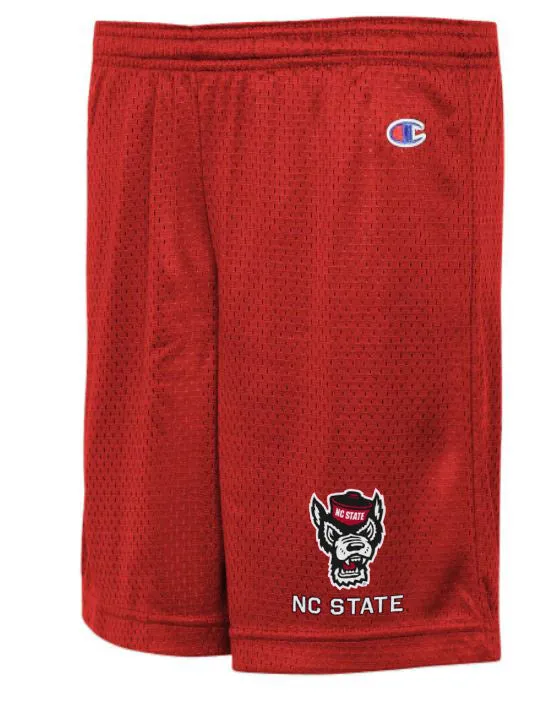 NC State Wolfpack Champion Youth Red Wolfhead Mesh Shorts