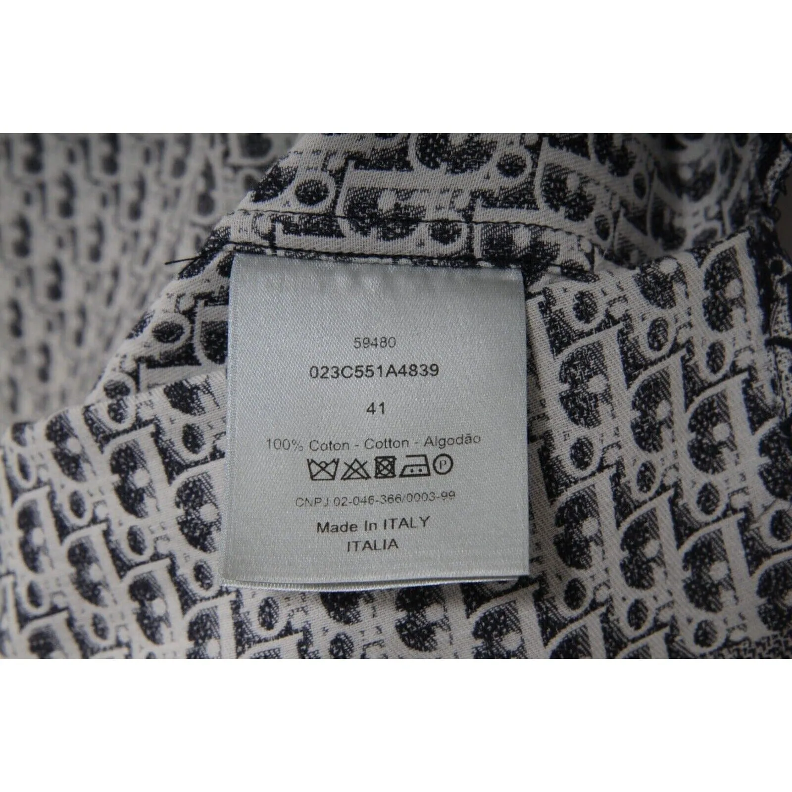 Oblique Logo Button Down Shirt Size 41 16.5 Blue Gray Cotton Short